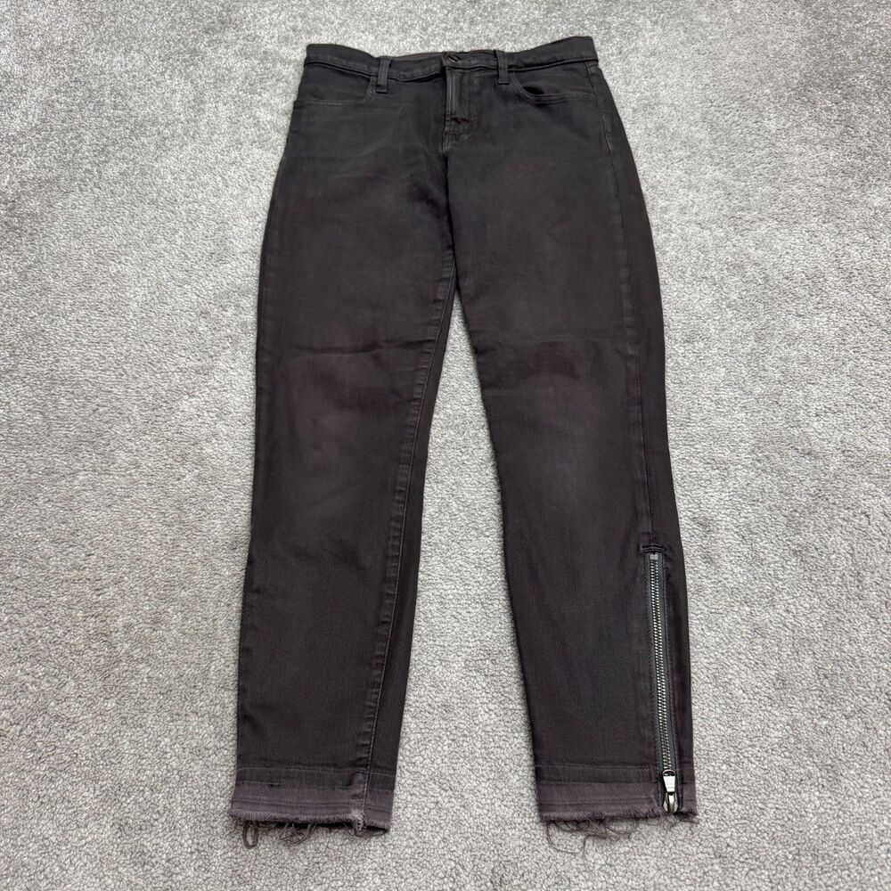 J Brand Alana High Rise Skinny Jeans Womens 26 Gray Coated Stretch Ankle Zip